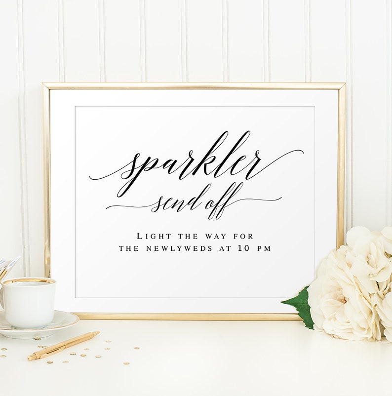 Sparkler send off sign Wedding sparkler sign Editable