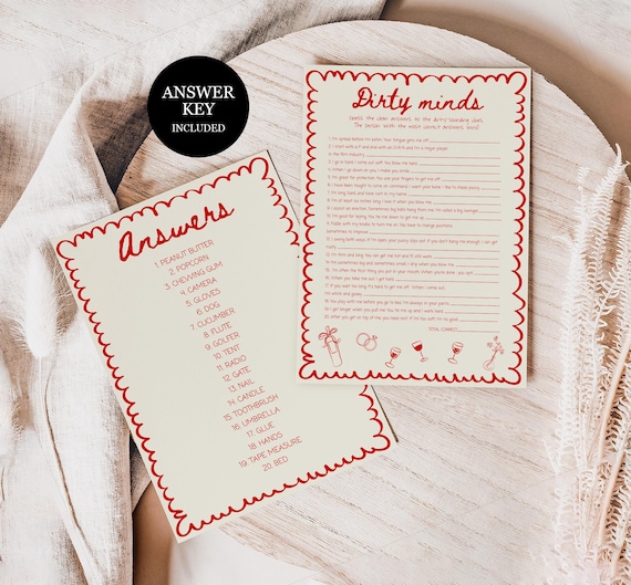 Dirty Minds Game, Bachelorette Party Dirty Minds Games With Answers, Dirty Riddles, Dirty Minds Bridal Shower Game, Fun Riddle Game #c97