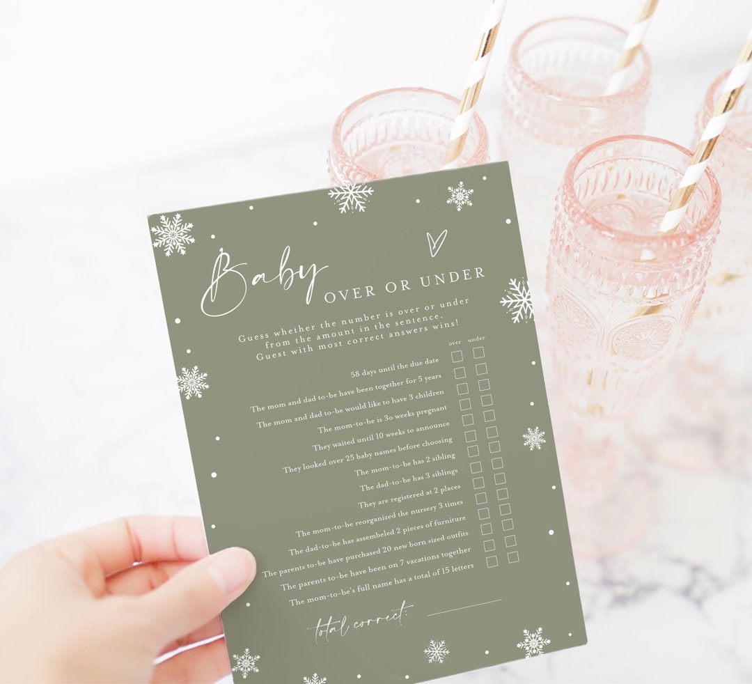 Over or Under Baby Shower Game, Over or Under Game, Editable Baby ...