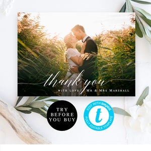 Wedding photo thank you card Photo thank you card Instant download Thank you card template wedding Thank you card template with photo vm51 image 5