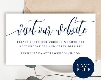 Visit our website card template Wedding website insert cards Navy wedding invitation insert card Nautical wedding website card insert #vm13