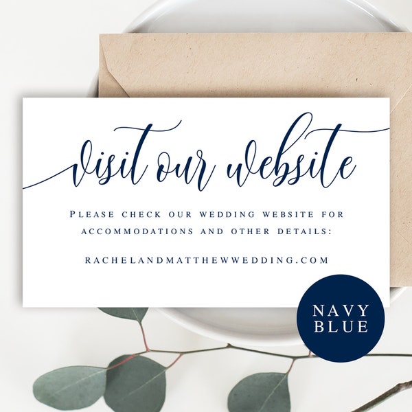 Visit our website card template Wedding website insert cards Navy wedding invitation insert card Nautical wedding website card insert #vm13