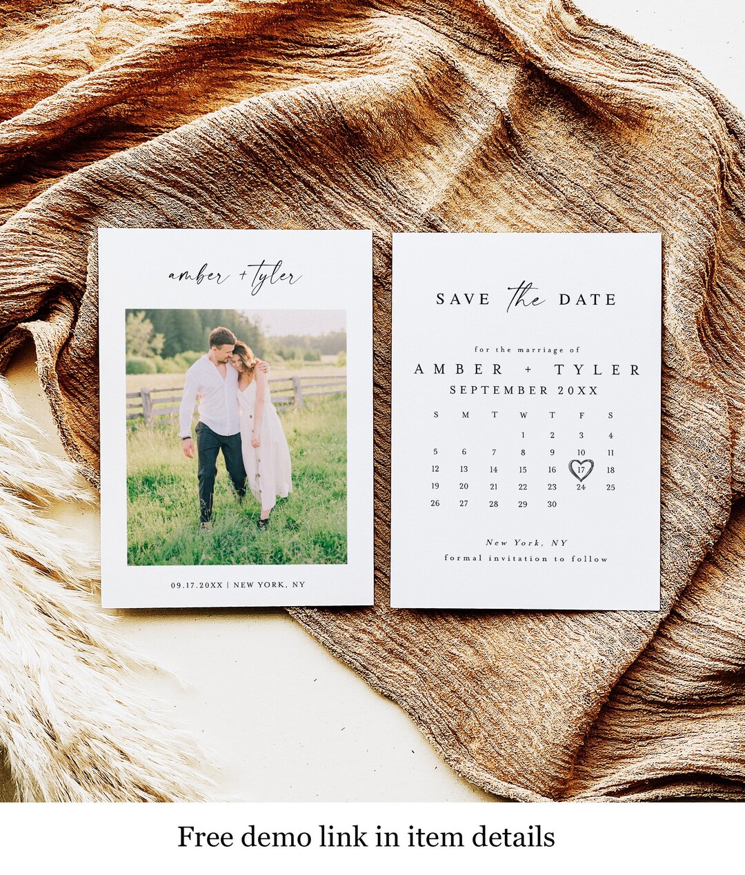 Save the Date Card Calendar Photo DIY Wedding Announcement Etsy