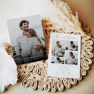Photo Collage Wedding Invitation, Photo Wedding Invitation Template, Minimalist Wedding Invite with Multiple Pictures, Instant Download #f39