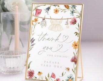 Baby Shower Thank You Sign, Printed Please Take One Favor Board, Floral Table Sign