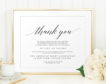 Wedding donation template In lieu of favors template In lieu of favors sign download In lieu of favors donation sign Favor donation #vm51