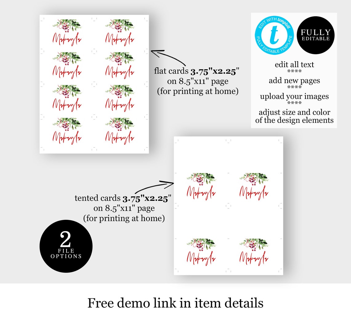Christmas Name Cards Template Digital Download Edit With - Etsy