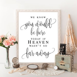 We know you would be here today If heaven wasn&#39;t so far away Memorial sign for wedding Memory sign for wedding Christian wedding #vm41