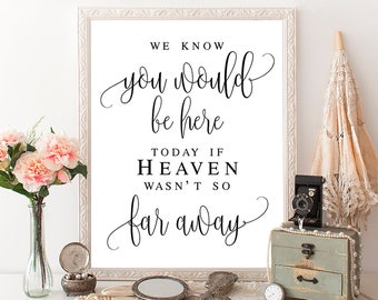 We know you would be here today If heaven wasn't so far away Memorial sign for wedding Memory sign for wedding Christian wedding #vm41