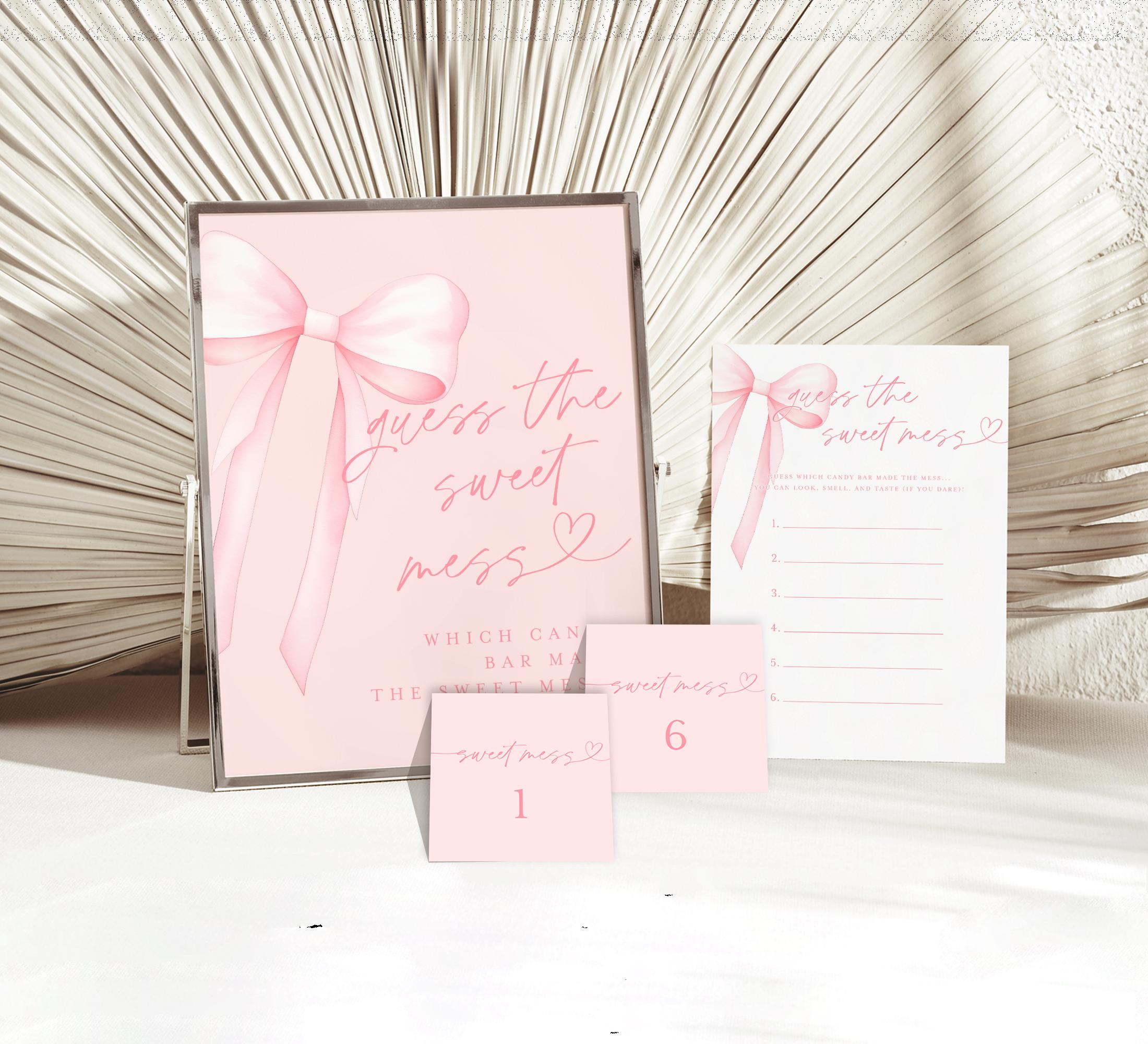 Guess The Sweet Mess Baby Shower Game, Guess The Mess Sign, Card And Numbers, Guess Candy Bar, Dirty Diaper Game #b14