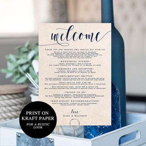 Navy wedding template Wedding itinerary instant download Editable wedding welcome bag note Navy wedding Nautical wedding decorations vm23 image 2