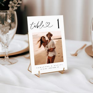 Photo Table Numbers Wedding, Minimalist Table Numbers Template, Travel Table Names, Destination Wedding Table Card Printable Table Card #f38