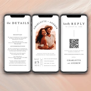 Photo Wedding Invitation And RSVP, Wedding Evite, Electronic Invitation, Digital Wedding Invite, Wedding Invitation with QR Code RSVP #f40