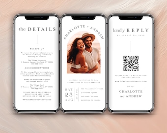 Zaproszenie ślubne ze zdjęciem i RSVP, zaproszenie ślubne, elektroniczne zaproszenie, cyfrowe zaproszenie ślubne, zaproszenie ślubne z kodem QR RSVP #f40