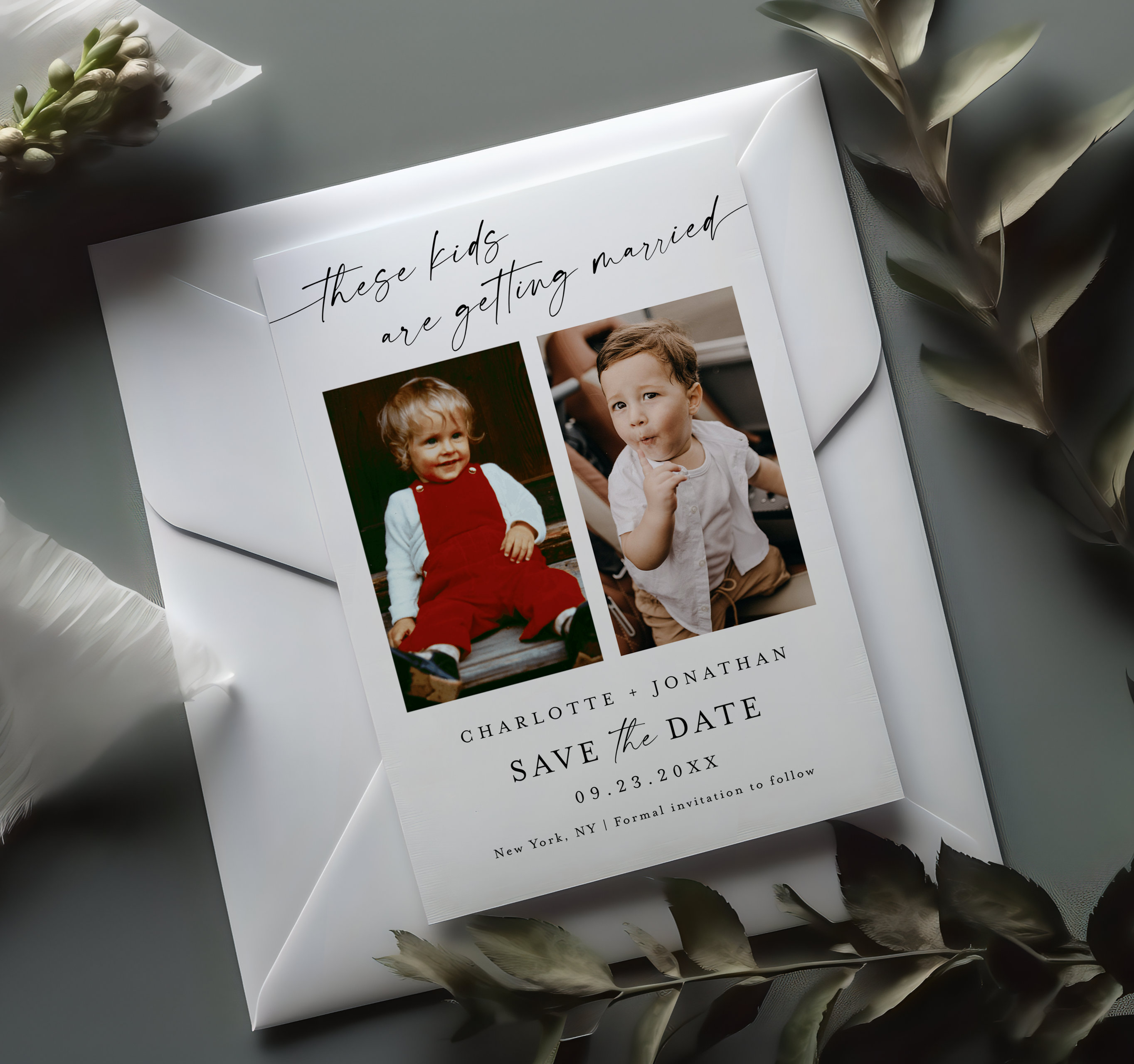 Plantilla minimalista para guardar la fecha, para niños, para bodas con  foto, para estos niños que se casan, #f37 - Etsy México, image size:2728x2560