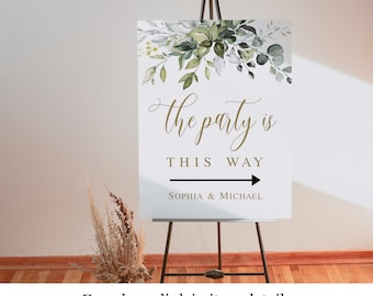 Printable Wedding This Way Sign Template, Wedding Direction Sign, Instant Download, Party, Wedding Arrow Sign, Direction Arrow Sign DIY #c61