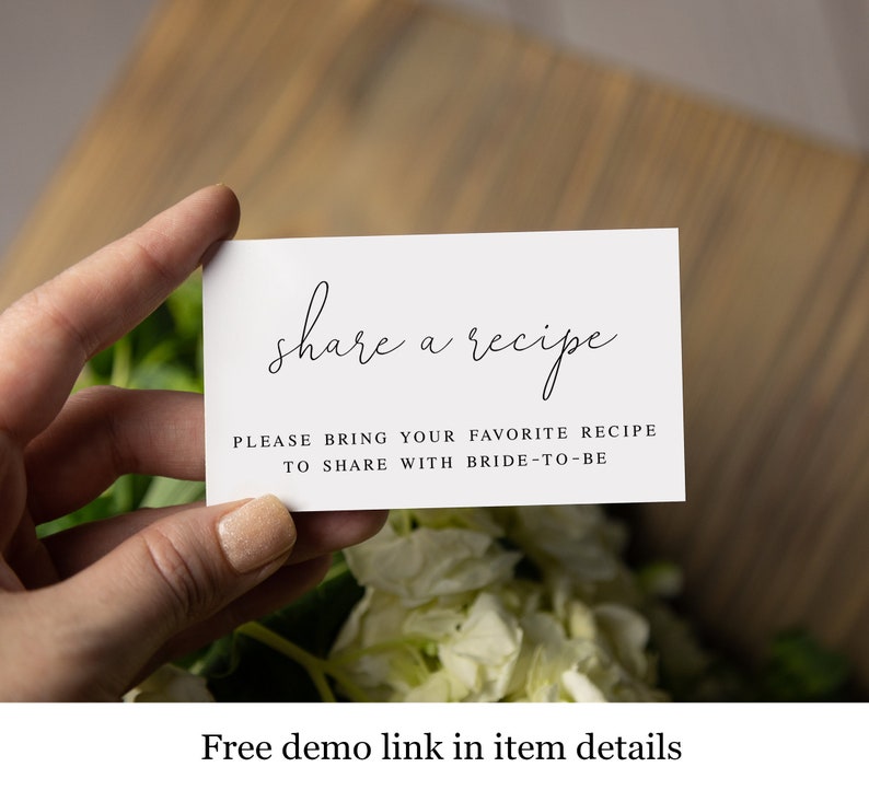wholesale Share A Recipe shop Card Digital Bridal Shower Request