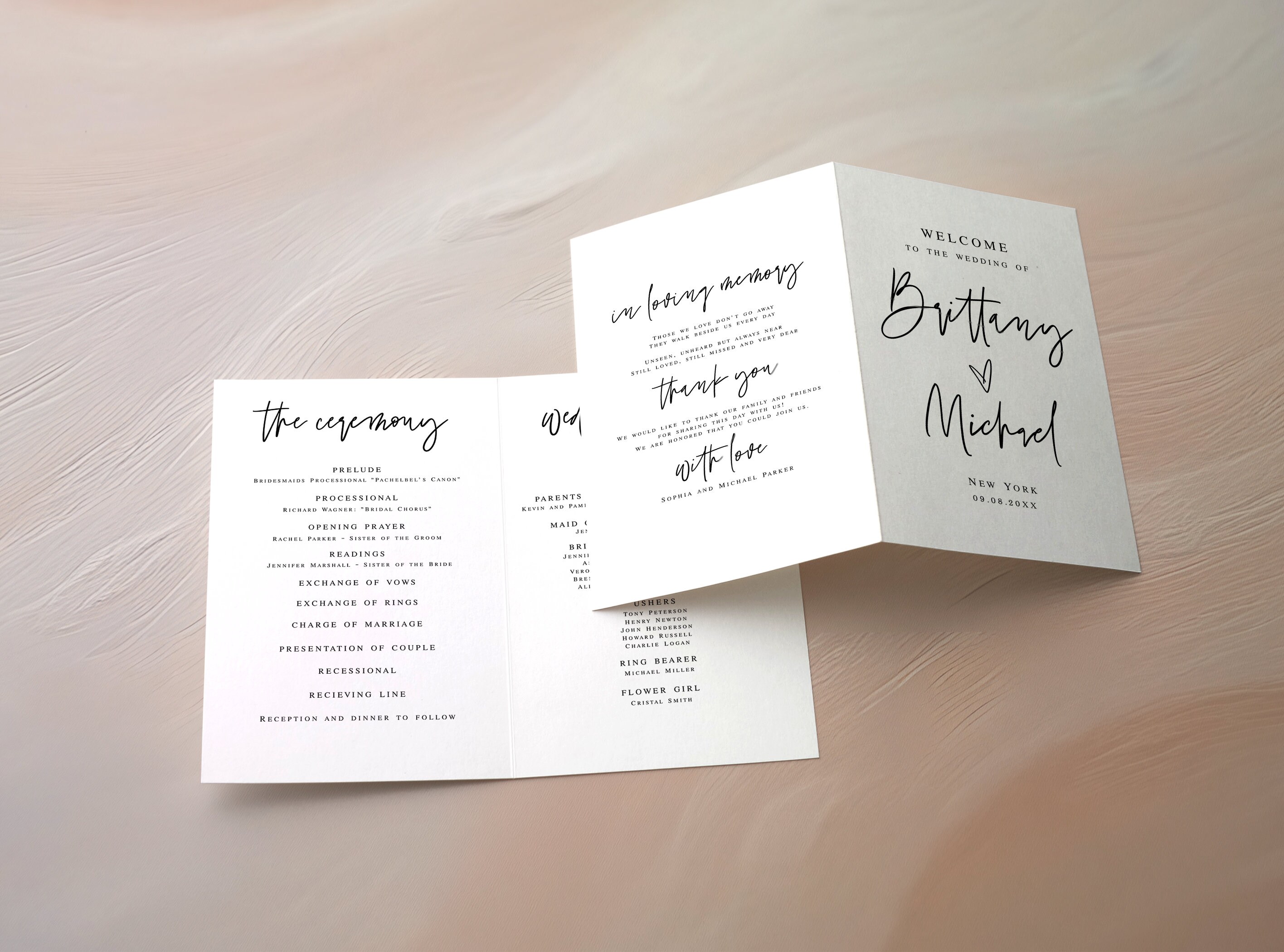 Folded Wedding Program Template Folded Wedding Program Printable Folded ...