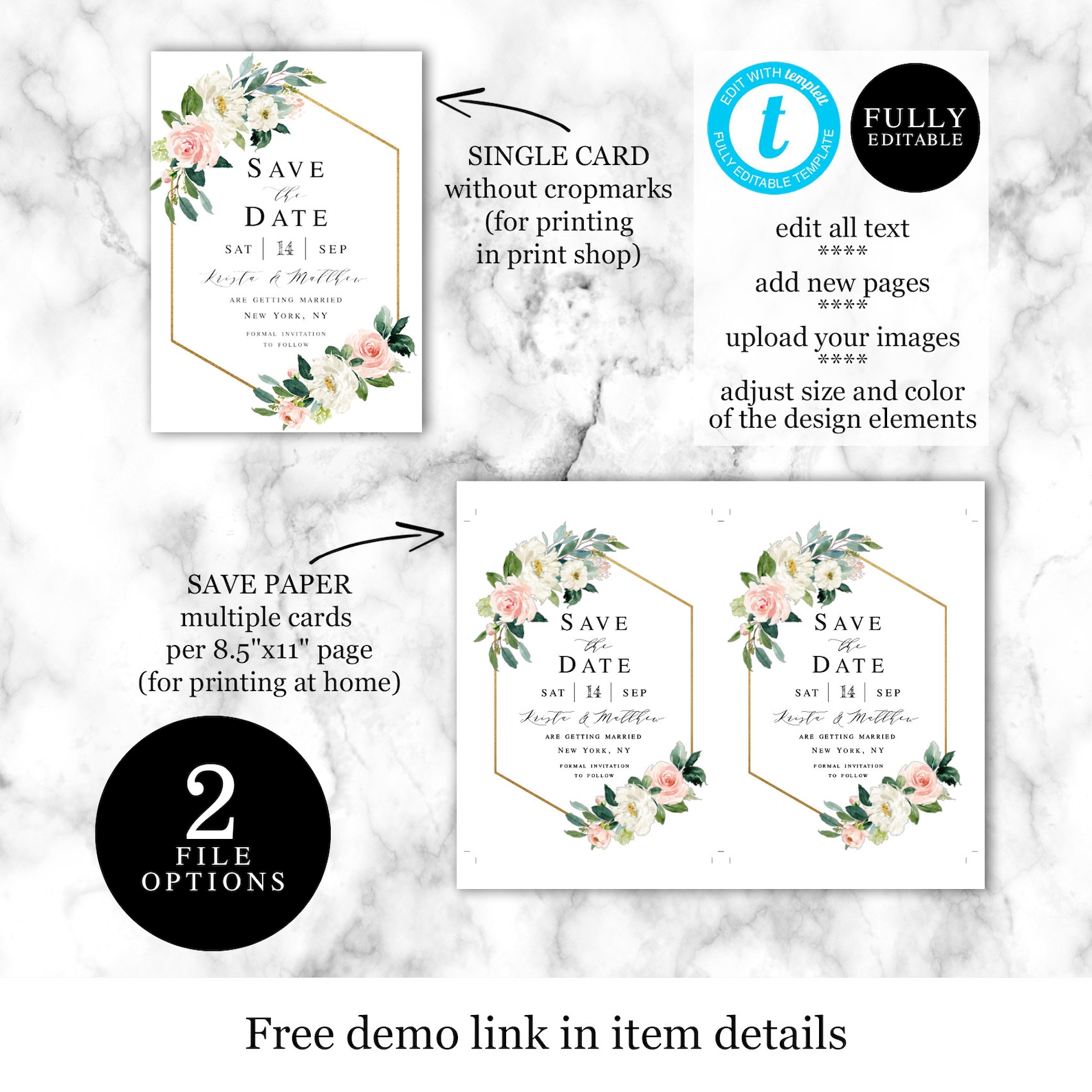 Editable Save the Date Template Unlimited DIY Templett 100% - Etsy