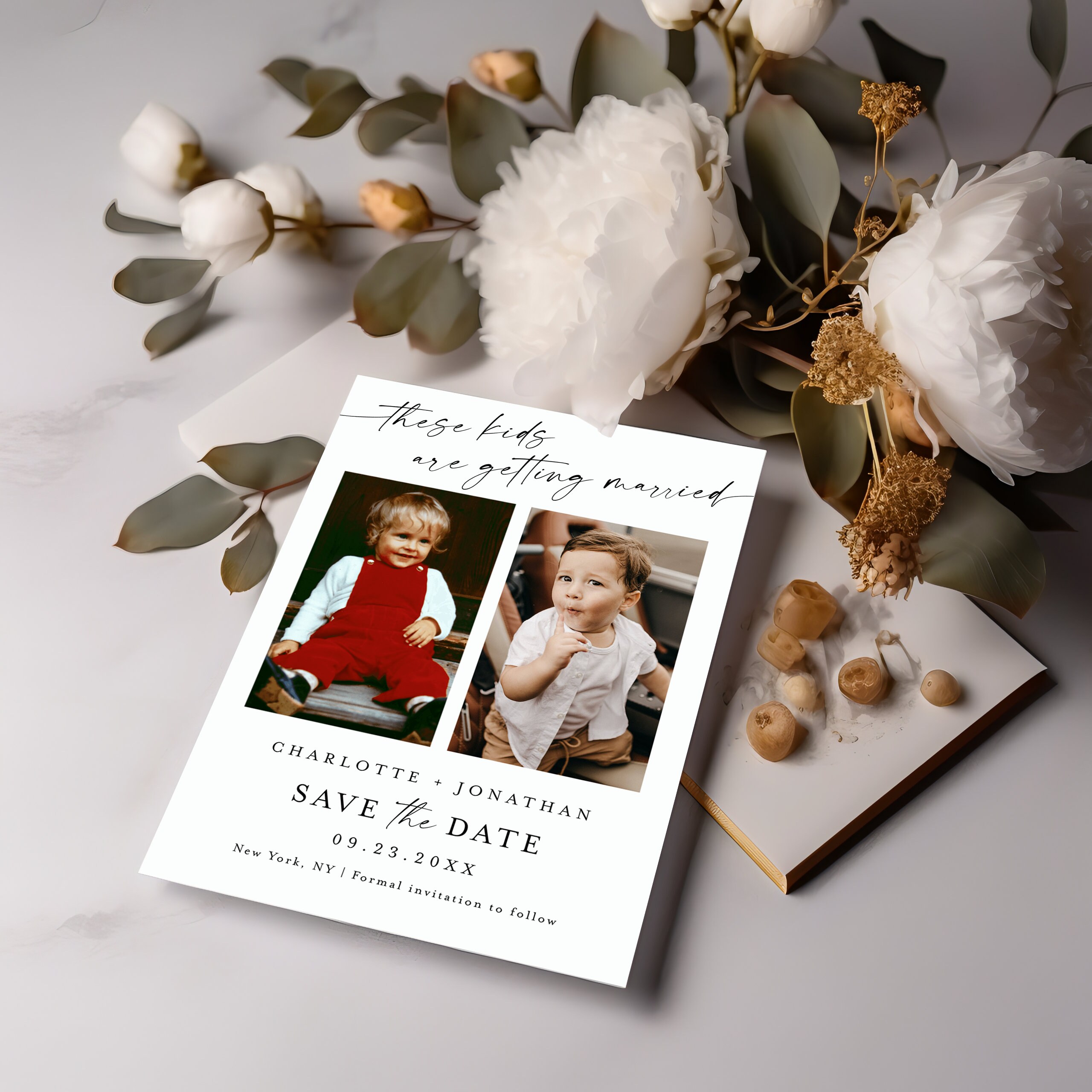 Plantilla minimalista para guardar la fecha, para niños, para bodas con  foto, para estos niños que se casan, #f37 - Etsy México, image size:2560x2560