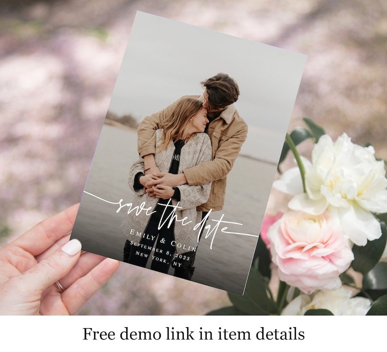 Photo save the date template DIY save the date Edit With Templett Instant download Self-Editing Photo save the date printable Templett #f24 