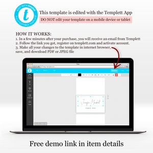 Modèle de cartes de visite de mariage, texte 100 % modifiable, Templett, téléchargement immédiat, décoration de table Escord, marque-places imprimables, minimalisme vmt810 image 3
