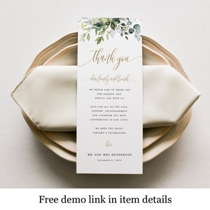 Wedding thank you notes Printable templates Editable thank you template Thank you for guests Thank you table cards for Wedding cards c61 image 3