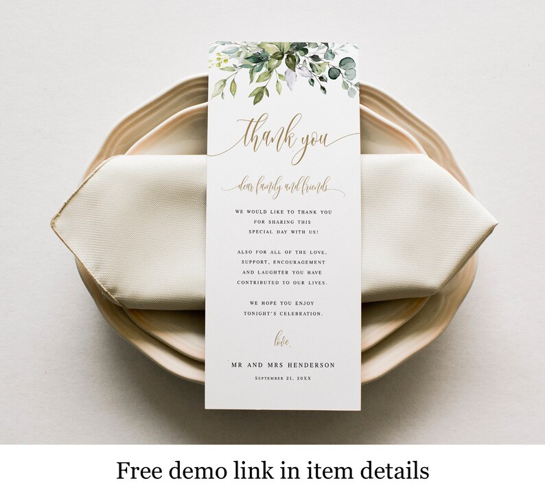 Wedding thank you notes Printable templates Editable thank you template Thank you for guests Thank you table cards for Wedding cards c61 image 3