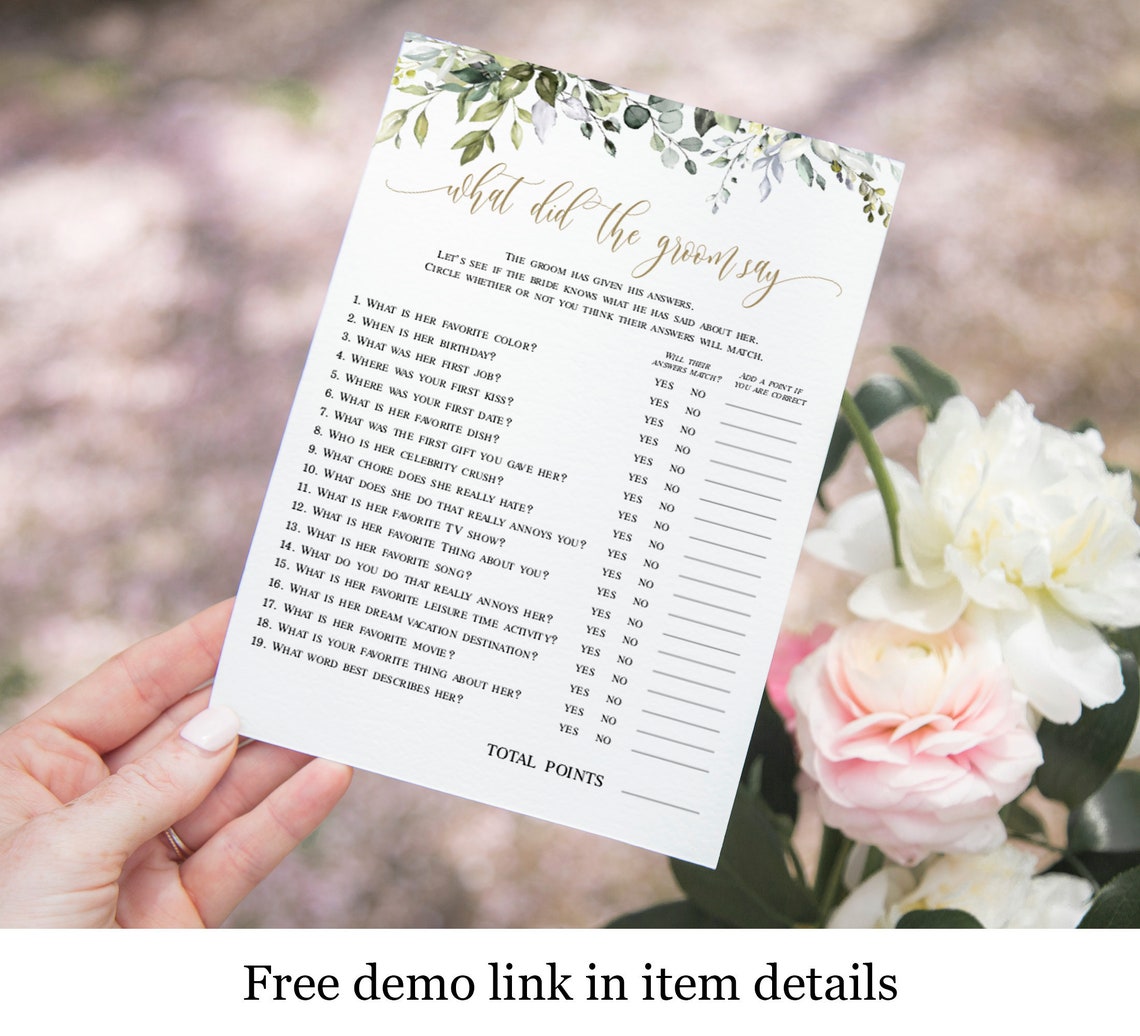 Bohemian Bridal Shower Games Card Template Instant Download image 1