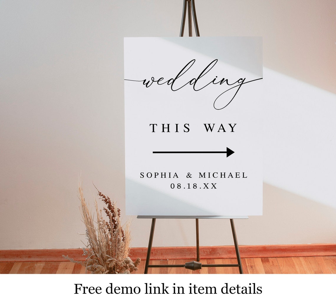 Printable Wedding This Way Sign Template Download Instant Etsy