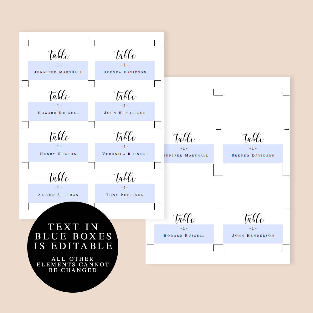 DIY Place Cards Wedding Place Cards Template Rustic Table Etsy Canada