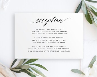 Reception card template Wedding insert templates Editable pdf Wedding invitation enclosure cards Wedding inserts Wedding invite insert #vm51