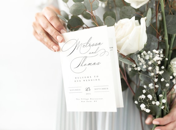 Wedding Program Template, Folded Booklet, Catholic Ceremony, Try before you buy, 100% Editable text, Templett, Scandinavian, Simple #f45