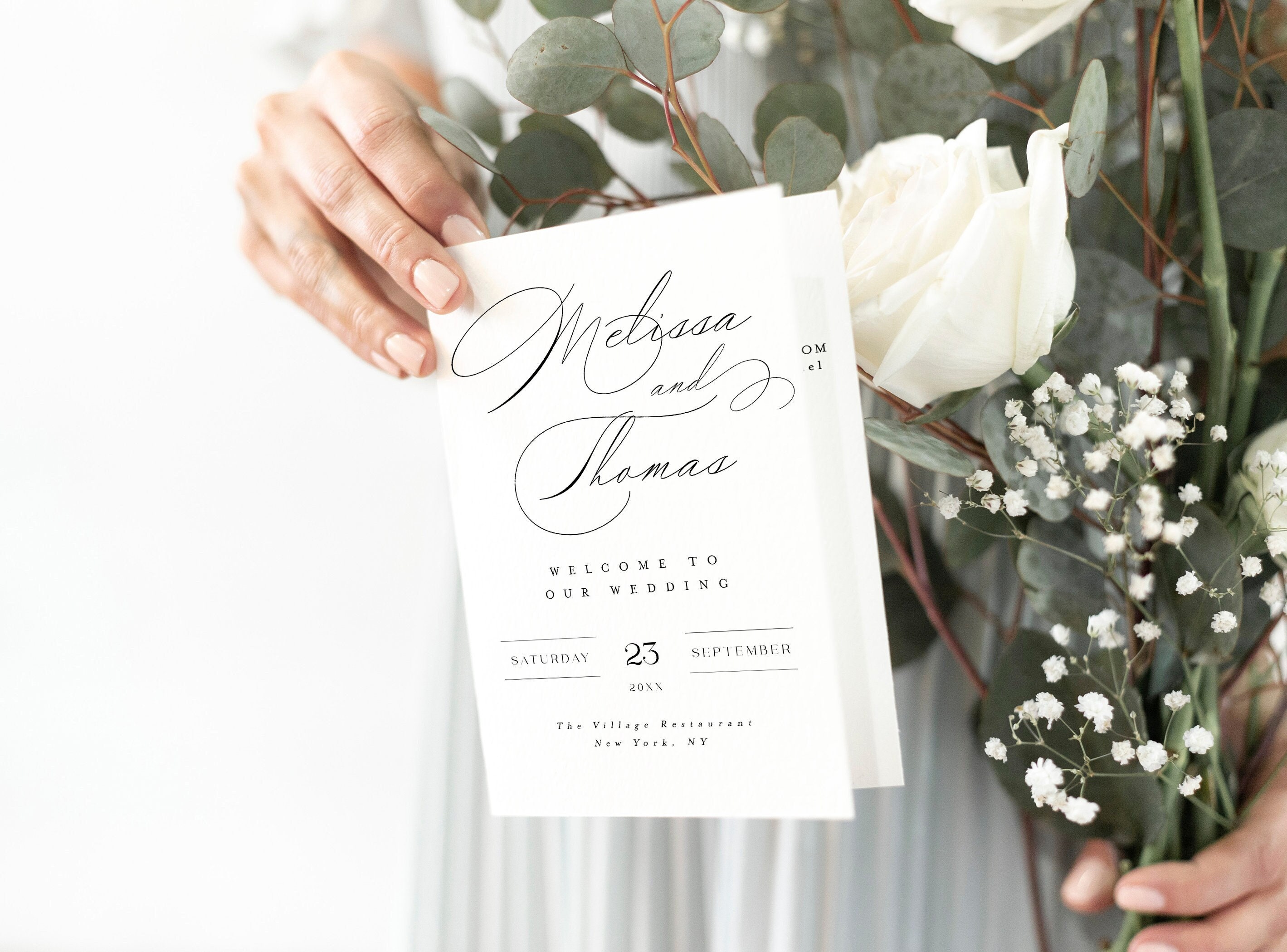 Wedding Program Template, Folded Booklet, Catholic Ceremony, Try before you buy, 100% Editable text, Templett, Scandinavian, Simple #f45