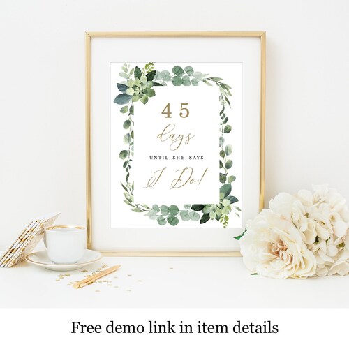 Days Until She Says I Do Personalized Countdown Sign . Bridal - Etsy