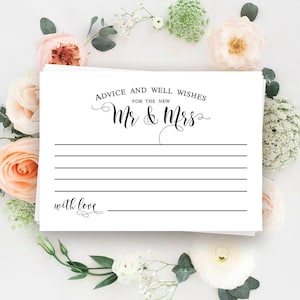 Insertos de consejos Consejos y buenos deseos para el señor y la señora Tarjetas de consejos para bodas Consejos para recién casados Tarjetas de buenos deseos Boda rústica #vm31
