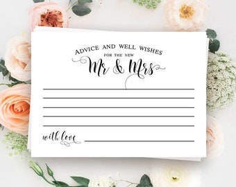 Advice inserts Advice and well wishes for the mr and mrs Wedding advice cards Advice for newlyweds Well wishes cards Rustic wedding #vm31