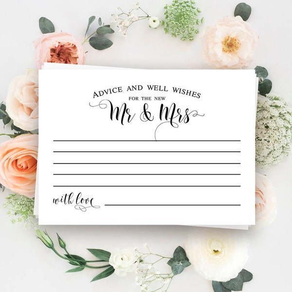 Advice inserts Advice and well wishes for the mr and mrs Wedding advice cards Advice for newlyweds Well wishes cards Rustic wedding #vm31