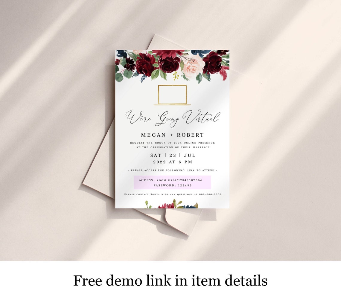 Virtual Wedding Invite Card Template Live Video Templett image 1