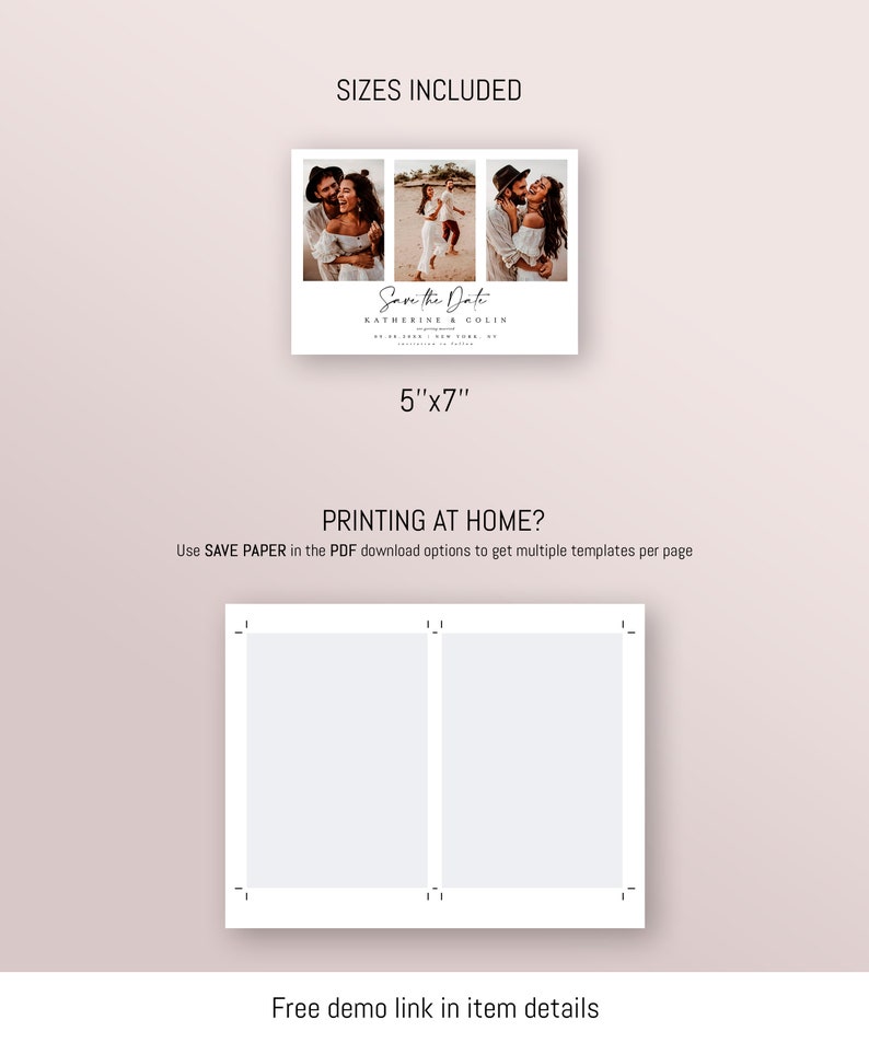 Photo save the date template DIY save the date Save the date photo template Instant download Photo save the date printable Templett f41 image 4