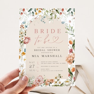 Wildflower Bridal Shower Invitation, Bohemian Invitation, Arch Bridal Shower Invite, Floral Bridal Shower Invite Bride To Be Invitation #c89