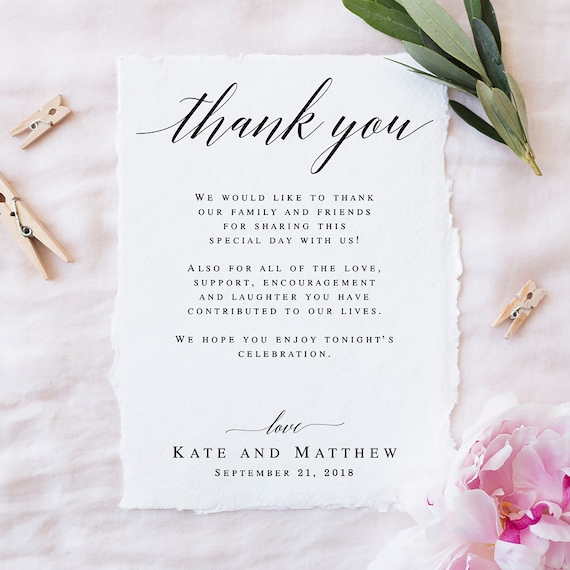 Wedding Thank You Notes Printable Templates Editable Thank You - Etsy