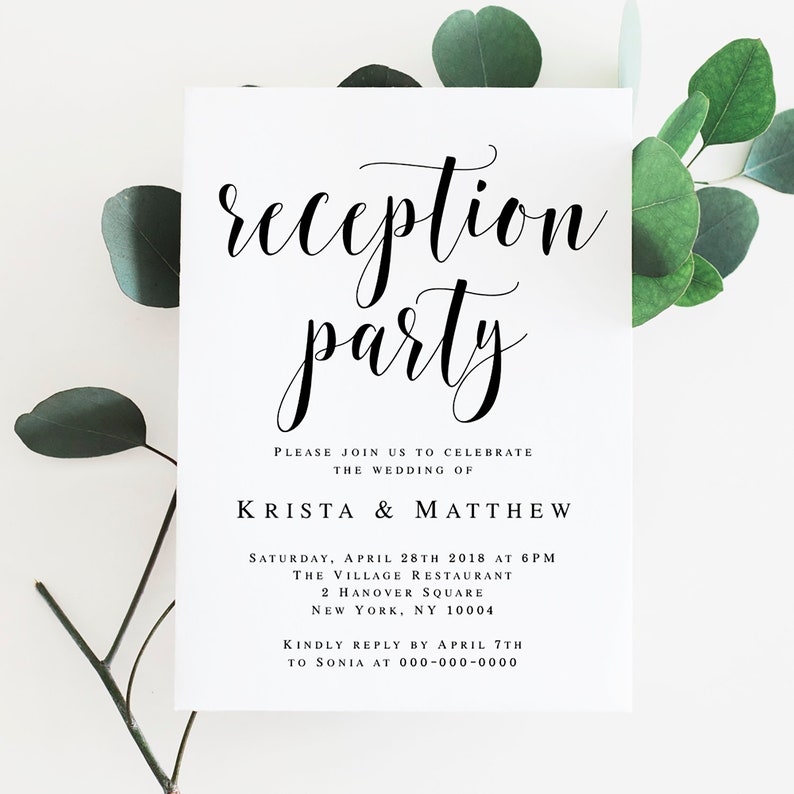 Wedding reception invitation template Editable invitation Editable template Reception invites Rustic wedding reception decorations #vm31