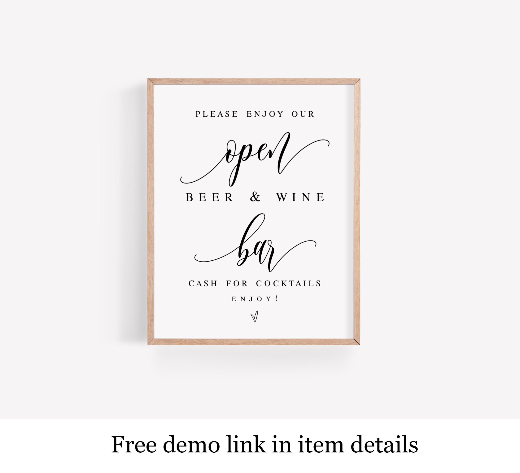 Templett Wedding Open Bar Wine and Beer Sign Template Cash - Etsy