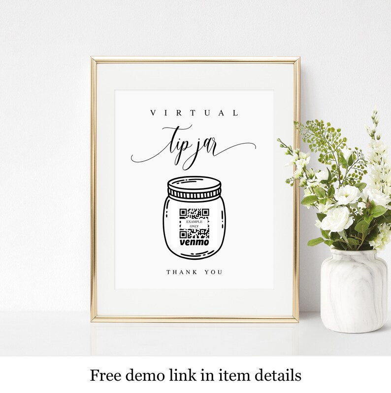 Virtual Tip Jar Sign Template Printable Try Before You Buy - Etsy