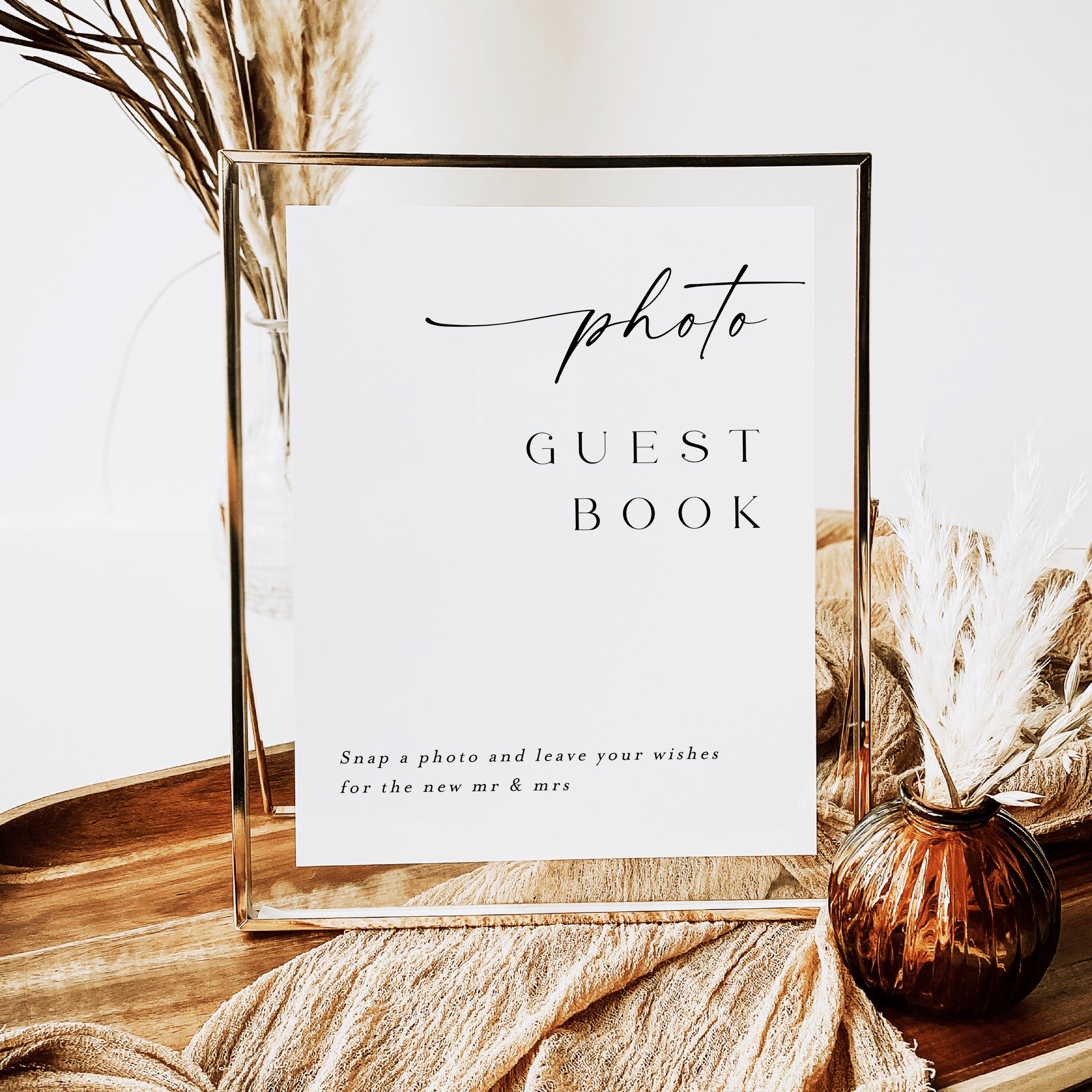 Photo Guest Book Sign, Modern Minimalist Wedding Sign, Photo