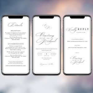 Electronic Wedding Invitation And RSVP, Monogram Wedding Evite, Electronic Invitation, Digital Wedding Invite Mobile Invitation E-Card #f45m