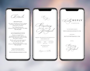 Electronic Wedding Invitation And RSVP, Monogram Wedding Evite, Electronic Invitation, Digital Wedding Invite Mobile Invitation E-Card #f45m