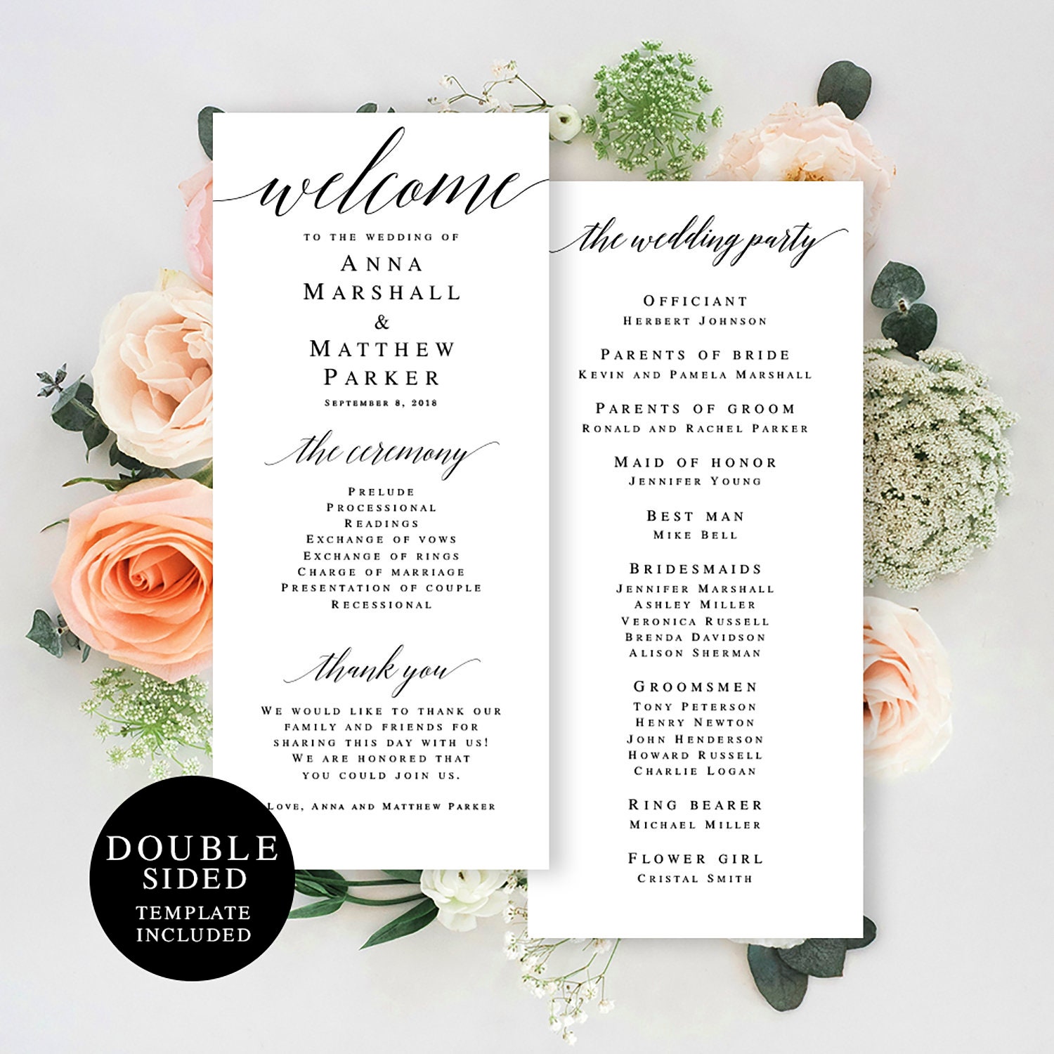 elegant wedding program template programs rustic printable elegant wedding template