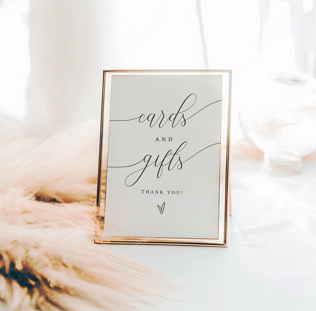 Minimalist Cards and Gifts Sign Template, Modern Wedding Gift Table ...